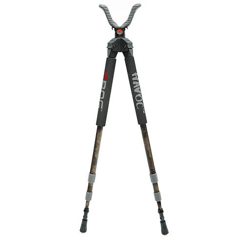 Die BOG Havoc Shooting Stick Bipod in Camo bietet dir stabile Unterstützung, schnelle Einsatzbereitschaft mit Twist-Leg-Locks und 360° Komfort mit dem USR Shooting Yoke.