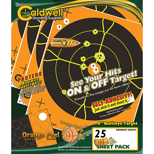 Mit den Caldwell Orange Peel Targets siehst du Treffer sofort dank der dual-color flake-off Technologie. Einfache Zielerfassung, auch auf große Distanz!