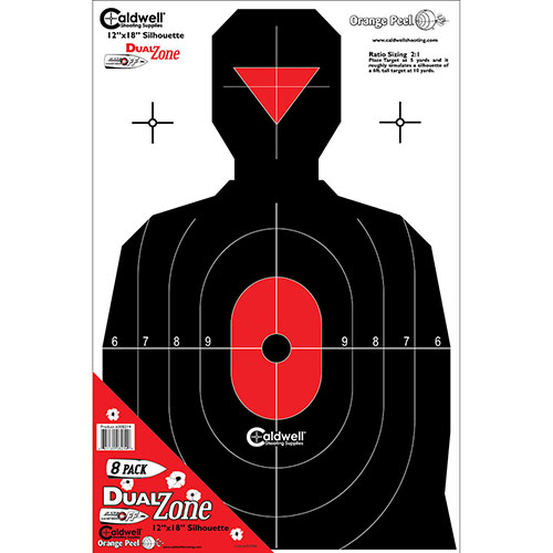 Die Caldwell® Silhouette Flake Off Targets sind ideal für dein defensives Schießtraining. Mit hoher Sichtbarkeit und Dual Zone für präzise Treffer.