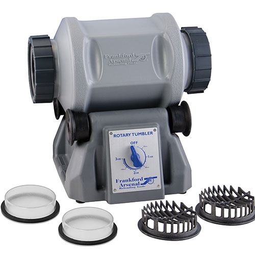 Der Frankford Arsenal Platinum Series Rotary Tumbler 7L reinigt dein Messing schnell und gründlich mit Edelstahl-Medien und hat eine große Kapazität von 7 Litern.