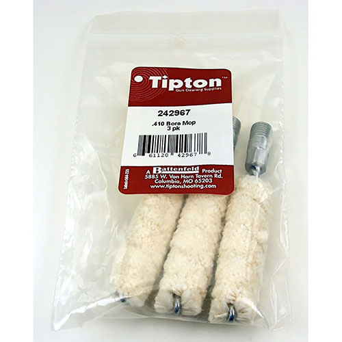Die Tipton Bore Mops aus 100% Baumwolle sind ultra-absorbierend und ideal, um Lösungen, Schmierstoffe und Konservierungsmittel in dein Gewehrlauf zu bringen.