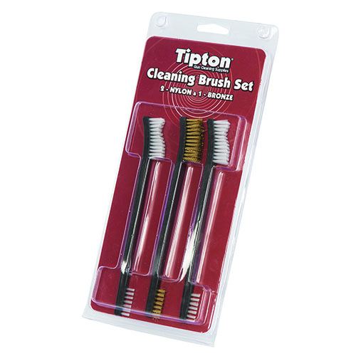 Das Tipton Double Ended Cleaning Brush Set (3er-Pack) bietet kleine Borsten für enge Stellen und große Borsten für größere Teile, ohne die Oberfläche deiner Waffe zu beschädigen.