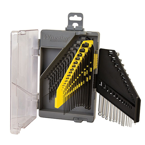 Mit dem Wheeler 45-teiligen SAE/Metric Hex & Torx Schlüsselset hast du alle Schlüssel an einem Ort, platzsparend und jederzeit griffbereit für deine Projekte.