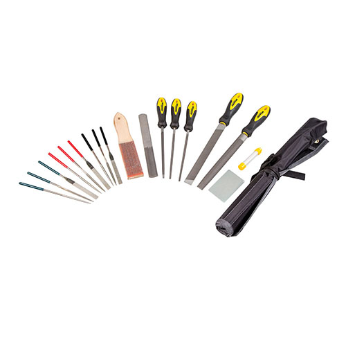 Das Wheeler® Professional Gunsmithing File Set bietet dir eine Vielzahl an Feilen, ideal zum Bearbeiten von Holz und Verfeinern von Mechaniken.