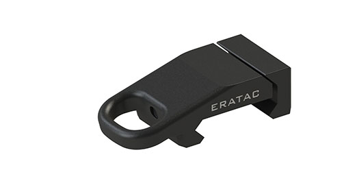 Der ERATAC Adapter für HK Snap Hook ermöglicht eine seitliche Befestigung an Picatinny-Schienen und bietet eine große, ovale Öffnung für einfaches Einhaken.