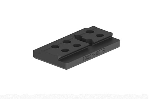 Der ERATAC Adapter für die Universal Interface ermöglicht eine einfache Integration von Aimpoint Acro oder Armadot Optiken, wahlweise zentriert oder mit 20° Offset.