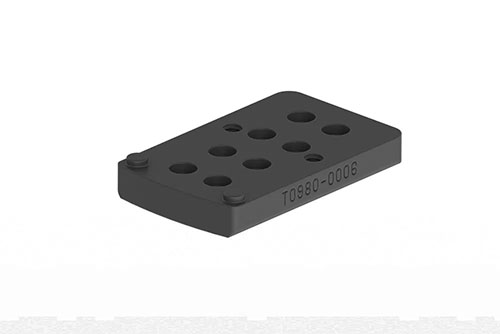 Der ERATAC Adapter für die Universal Interface ermöglicht die nahtlose Integration von Aimpoint Acro oder Armadot Optiken, wahlweise zentriert oder mit 20-Grad Offset.