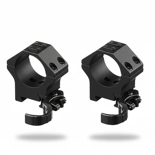 Die ERATAC Two-Piece Ring Mounts aus hochwertigem Aluminium bieten anpassbare QD-Sicherheitshebel, maximale Modularität und sind perfekt für Picatinny-Schienen.