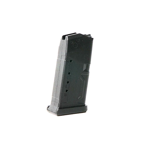 Das 10 Round Glock Magazin 9mm bietet eine rostfreie Stahlfeder, einen leicht abnehmbaren Boden für die Reinigung und Fenster zur Kapazitätsanzeige.