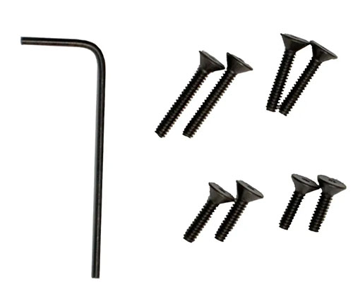 Das praktische V3 Replacement Screw Kit von MAGNETOSPEED enthält 2 Schrauben in 3 Größen und einen passenden Inbusschlüssel für einfache Installation.