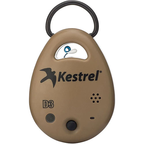 Der Kestrel DROP D3 misst präzise Temperatur, Luftfeuchtigkeit und mehr, ideal für Schießen, Luftfahrt und Outdoor-Aktivitäten – robust, kompakt und wasserdicht.
