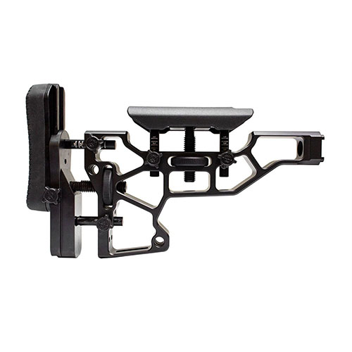 Der MDT Elite Fixed Rifle Stock bietet werkzeuglose Anpassungen für maximalen Komfort und Leistung, mit verstellbarem Wangenauflage und Buttpad für die perfekte Passform.