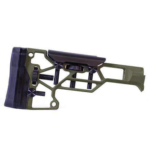 Der MDT Skeleton Rifle Stock V5 Standard bietet werkzeuglose Anpassungen für optimalen Komfort und Leistung, passend für TAC21, LSS-XL und HS3 Chassises.