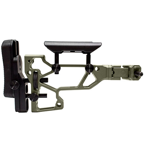 Die MDT Folding Rifle Stock bietet werkzeuglose Anpassungen für optimalen Komfort, eine kompakte Bauweise und passt perfekt zu ACC und ESS Chassises.