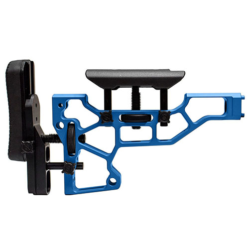 Die MDT Skeleton Rifle Stock bietet werkzeuglose Anpassungen für eine perfekte Passform, inklusive horizontaler, vertikaler und cant Einstellung für optimalen Komfort.