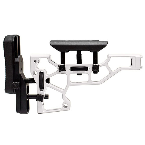 Die MDT Skeleton Rifle Stock ermöglicht eine werkzeuglose Anpassung für optimalen Komfort und Leistung, passend für ACC und ESS Chassises (XTN interface).