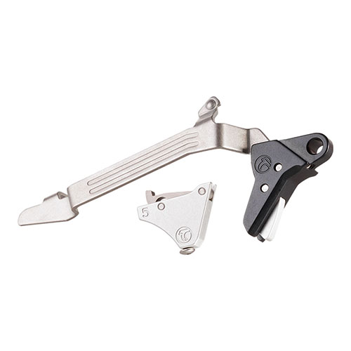 Der Timney Alpha Competition Trigger für Glock Gen 5 bietet einen 3lb Abzug, hohe Zuverlässigkeit und extrem niedrigen Reibungswiderstand für präzises Schießen.