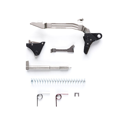 Erlebe mit dem TIMNEY GLOCK PIVOT SAFETY TRIGGER eine verbesserte Abzugsqualität bei nur 3 lb, ganz einfach im Drop-in Design ohne Modifikationen.