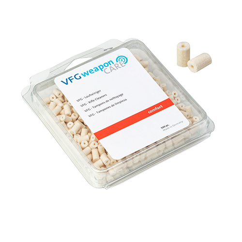 Die VFG COMFORT Laufreiniger für Kaliber .22 sind ideal für leichte Verschmutzungen und zum Ölen oder Entölen. 500 Stück für eine einfache Reinigung!