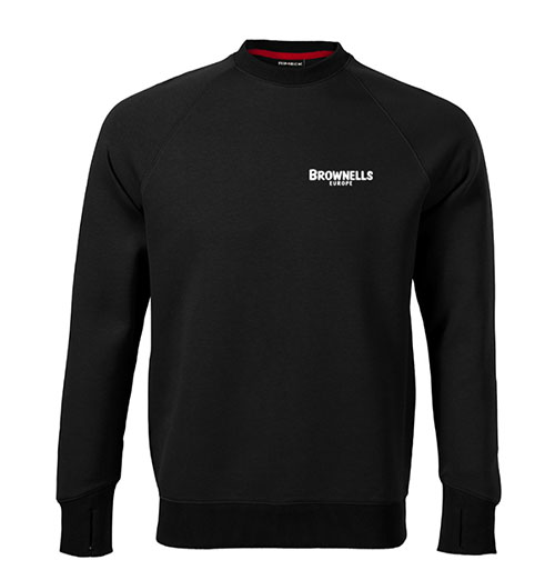 Der Brownells Europe Sweatshirt bietet einen strukturierten Schnitt, raglan Ärmel für Bewegungsfreiheit und Daumenlöcher für extra Wärme – ideal für aktive Tage.