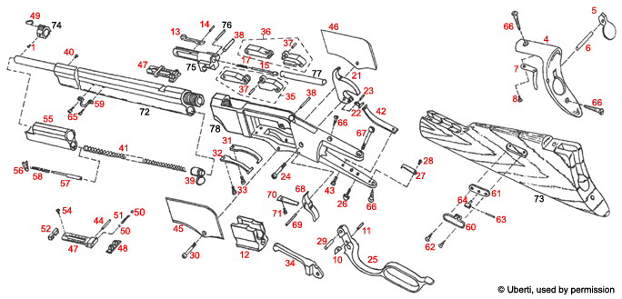 Uberti® Henry Explosionszeichnung - Brownells Deutschland