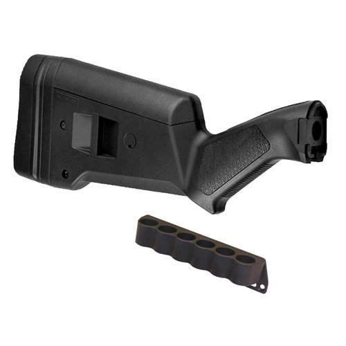 Mit dem REMINGTON 870 SGA Buttstock und 6-RD Shell Holder erhältst du eine ergonomische, anpassbare Schaftlösung und schnellen Zugriff auf zusätzliche Schrotpatronen.