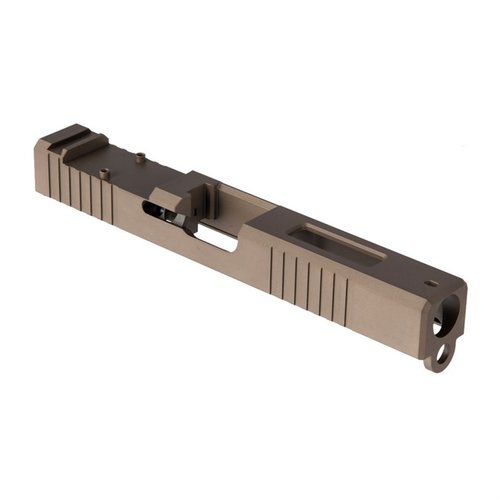 Das Brownells RMR Slide für Glock® 19 Gen3 bietet eine integrierte RMR-Montageschiene, coole Cocking Serrations und eine Fensteröffnung für bessere Kühlung.