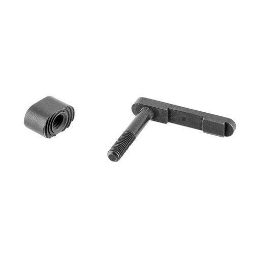 Die AR-15 Magazine Release Assembly von Brownells bietet eine zuverlässige Bedienung dank präzise gefertigtem Latch und swaged Rod, mit schwarzer Oxidbeschichtung und gefrästem Knopf.