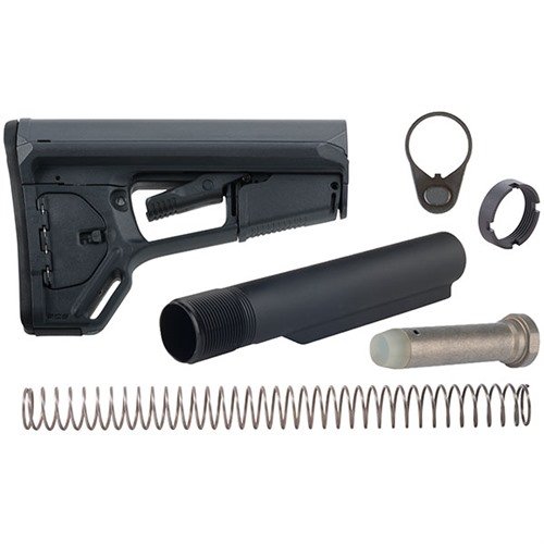 Der AR-15 ACS-L Stock bietet dir ein leichtes, kompaktes Design mit sicherem Wangenauflage, Stauraum und einer einstellbaren Länge für optimale Handhabung.
