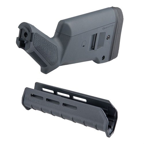 Das MOSSBERG 500 SGA Buttstock & M-LOK Forend Kit bietet dir anpassbare Funktionen und Leichtigkeit für deine 12 Gauge Shotgun, ideal für individuelle Bedürfnisse.