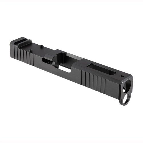 Verbessere deine Glock® 19 Gen4 mit der RMR Slide: integrierte Optikmontage, coole Frontserrationen und ein Fenster für bessere Kühlung und Stil.