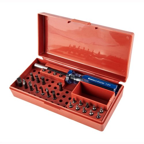 Die Brownells Standard Magna-Tip® Sets bieten dir eine umfangreiche Auswahl an Bits und ergonomischen Griffen für präzise Wartung und Montage von Feuerwaffen.