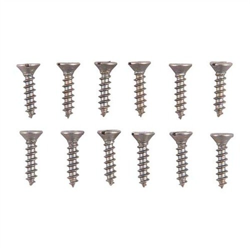 Das UNPLATED STEEL FLAT HEAD WOOD SCREW KIT bietet 12 unbeschichtete Holzschrauben in verschiedenen Größen, ideal zum Bräunen oder Bläuen ohne Abtrag.