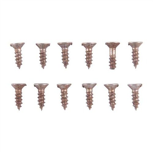 Das UNPLATED STEEL FLAT HEAD WOOD SCREW KIT enthält 12 hochwertige Schrauben, die du problemlos bräunen oder bläuen kannst, ohne Plattierungen abtragen zu müssen.