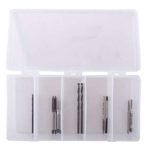 Das DRILL & TAP STARTER KIT bietet hochwertige Bohrer und Taps für die Montage von Visierungen und Scope-Basen, alles in einem praktischen Koffer.