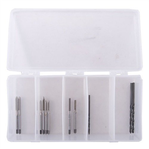 Das DRILL & TAP STARTER KIT bietet hochwertige Bohrer und Taps für die Montage von Schrotflinten-Sights und Zielfernrohr-Basen in einem praktischen Koffer.