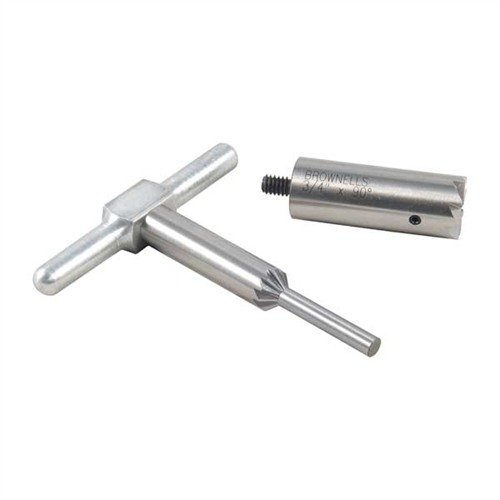 Mit dem Steel One Caliber Set kannst du Mündungen präzise ausrichten und entgraten. Enthält einen 90° Fräser, 45° Entgrater und einen stabilen Stahlpilot.