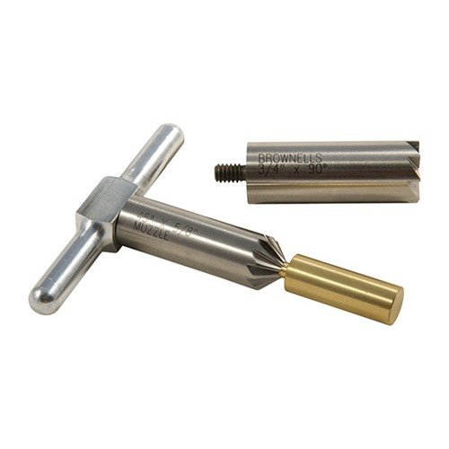 Mit dem BRASS ONE CALIBER SET kannst du Mündungen präzise bearbeiten: Ein 90° Cutter zum Ausrichten und ein 45° Cutter für saubere Abschüsse!