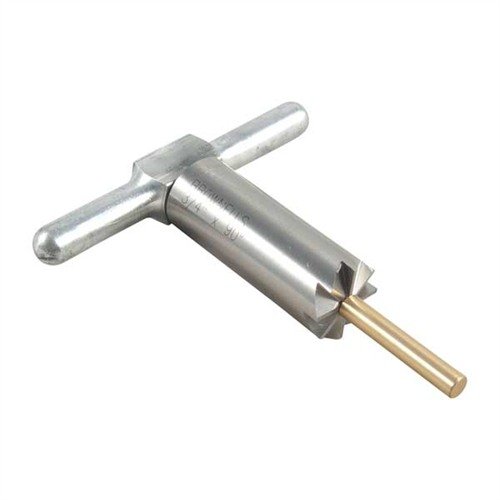 Mit dem 90° MUZZLE FACING CUTTER aus gehärtetem Stahl kannst du Mündungen präzise nachbearbeiten und Schäden reparieren. Inklusive Handgriff und Pilot.