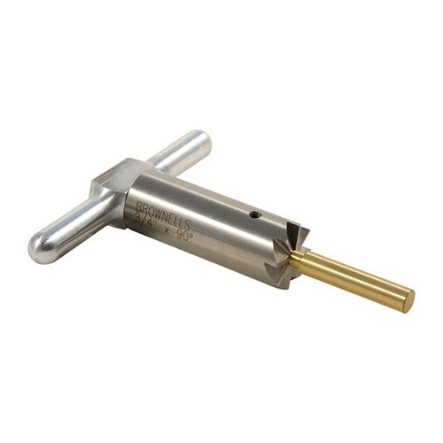 Mit dem 90° MUZZLE FACING CUTTER aus gehärtetem Stahl kannst du Mündungen präzise nachbearbeiten und Schäden reparieren. Inklusive Handgriff und Pilot.