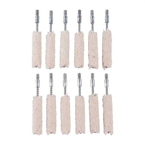 Die COTTON BORE MOPS aus 100% Baumwolle saugen Reinigungsmittel und Öl auf und entfernen effektiv Pulverrückstände – ideal für die Anwendung von Brownells Moly Bore Paste.