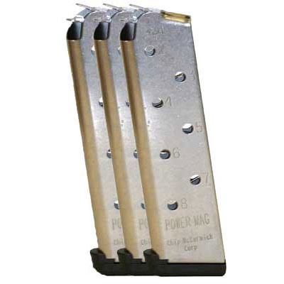 Die 1911 45ACP POWER MAGAZINE 3 PACKS bieten zuverlässige Edelstahl-Magazine mit 8 Schuss für das Schießen, verdecktes Tragen und mehr.