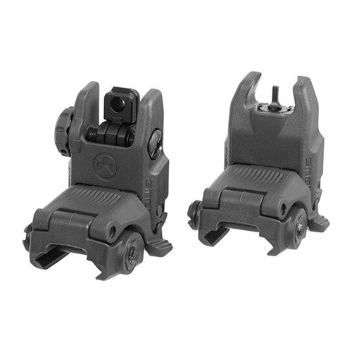 Die AR-15 MBUS GEN 2 Sight Set bietet zuverlässige, flach montierte Polymer-Visiere, die sich schnell ausklappen lassen und ideal für Backup-Sichtungen sind.