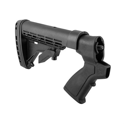 Erlebe mit dem MOSSBERG 500 KickLite Tactical Buttstock verbesserten Rückstoßschutz, schnellere Nachfolgeschüsse und mehr Kontrolle für jedes Schießniveau.