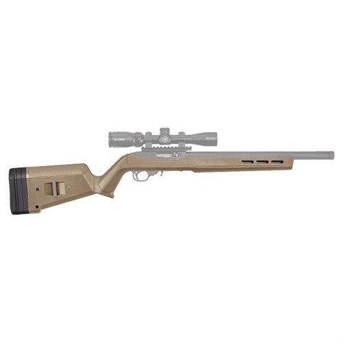Der MAGPUL RUGER 10/22 Hunter X-22 Stock bietet eine robuste Polymer-Konstruktion, verbesserte Ergonomie, verstellbare LOP und M-LOK-Kompatibilität für Zubehör.