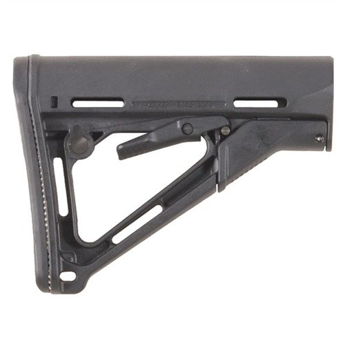 Der AR-15 CTR Stock von MAGPUL bietet eine stabile Verbindung durch das Friction Locking System, schnelle Längenanpassung und ist aus schlagfestem Nylon-Polymer gefertigt.