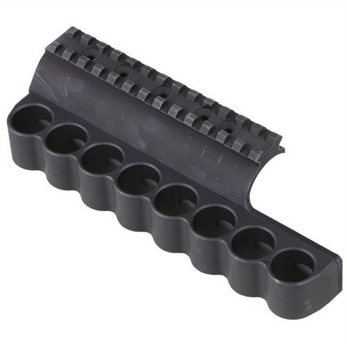 Der RECEIVER MOUNT SHOTSHELL HOLDER von MESA TACTICAL bietet eine robuste und leichte Lösung, um 8 zusätzliche 12 Gauge Patronen für schnelle Nachladevorgänge zu befestigen.