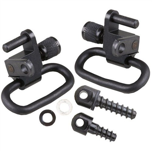 Die RIFLE SLING SWIVEL SETS aus robustem Stahl bieten eine schnelle Abnehmfunktion und verhindern durch die sichere Verriegelung ein versehentliches Öffnen.