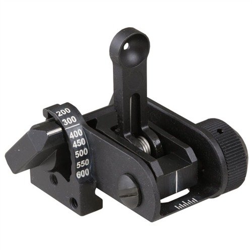 Der MATECH AR-15 USGI Backup Iron Rear Sight ist robust, schnell aufklappbar und bietet präzise Einstellungen für Entfernungen bis 600 Meter – ideal für jede Situation.