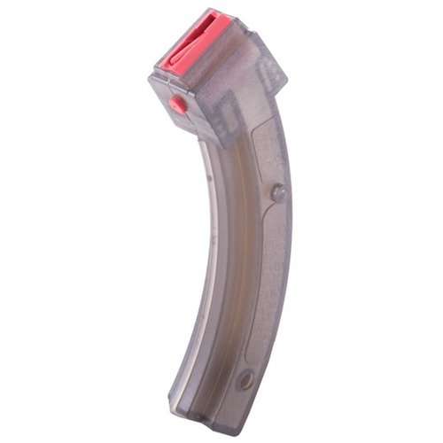Das RUGER 10/22 25RD Magazin aus robustem, glasgefülltem Polycarbonat bietet hohe Kapazität, langlebige Feed Lips und ermöglicht dir eine Sichtprüfung der Munition.